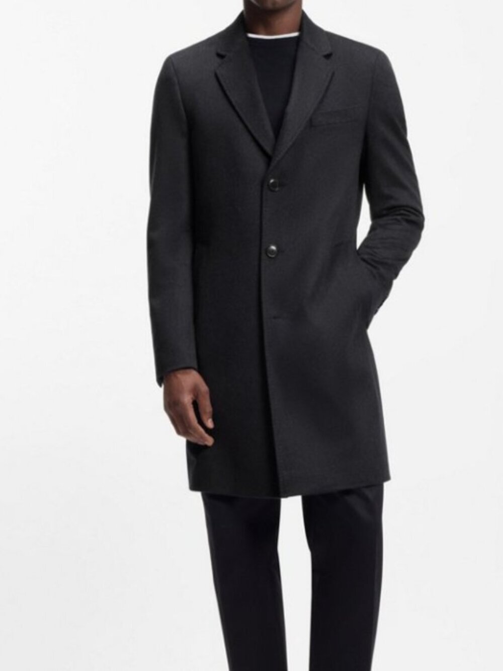 Hugo Boss Cashmere Wool Coat Mens 38R Gray Slim Fit Overcoat Luxury